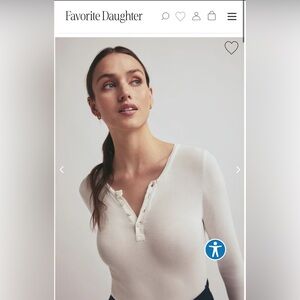 Favorite Daughter White Long Sleeve Henley-NWT